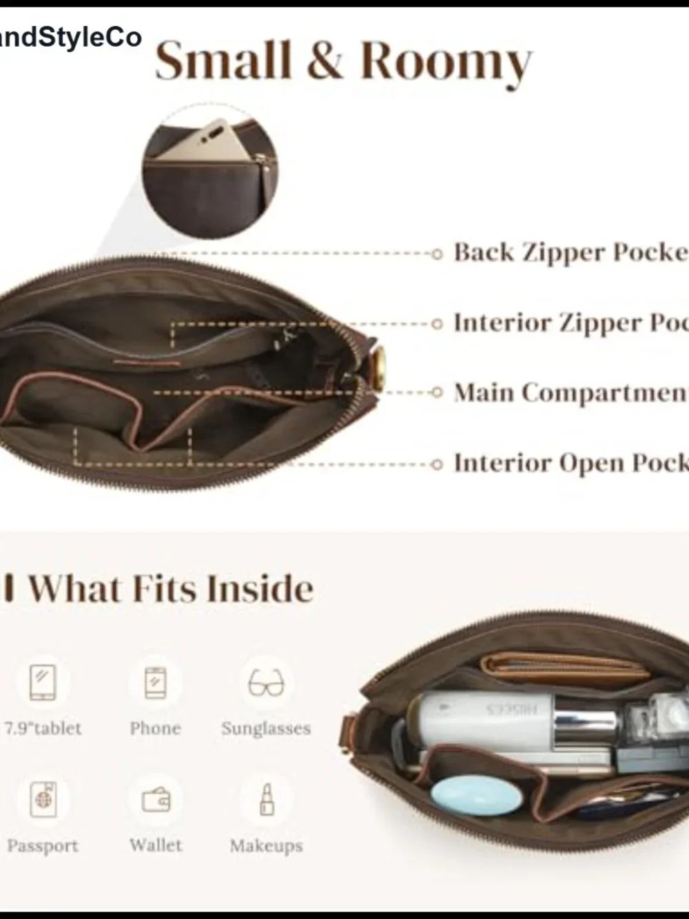 Top Grain Leather Hobo Crossbody Bag with 2 Straps